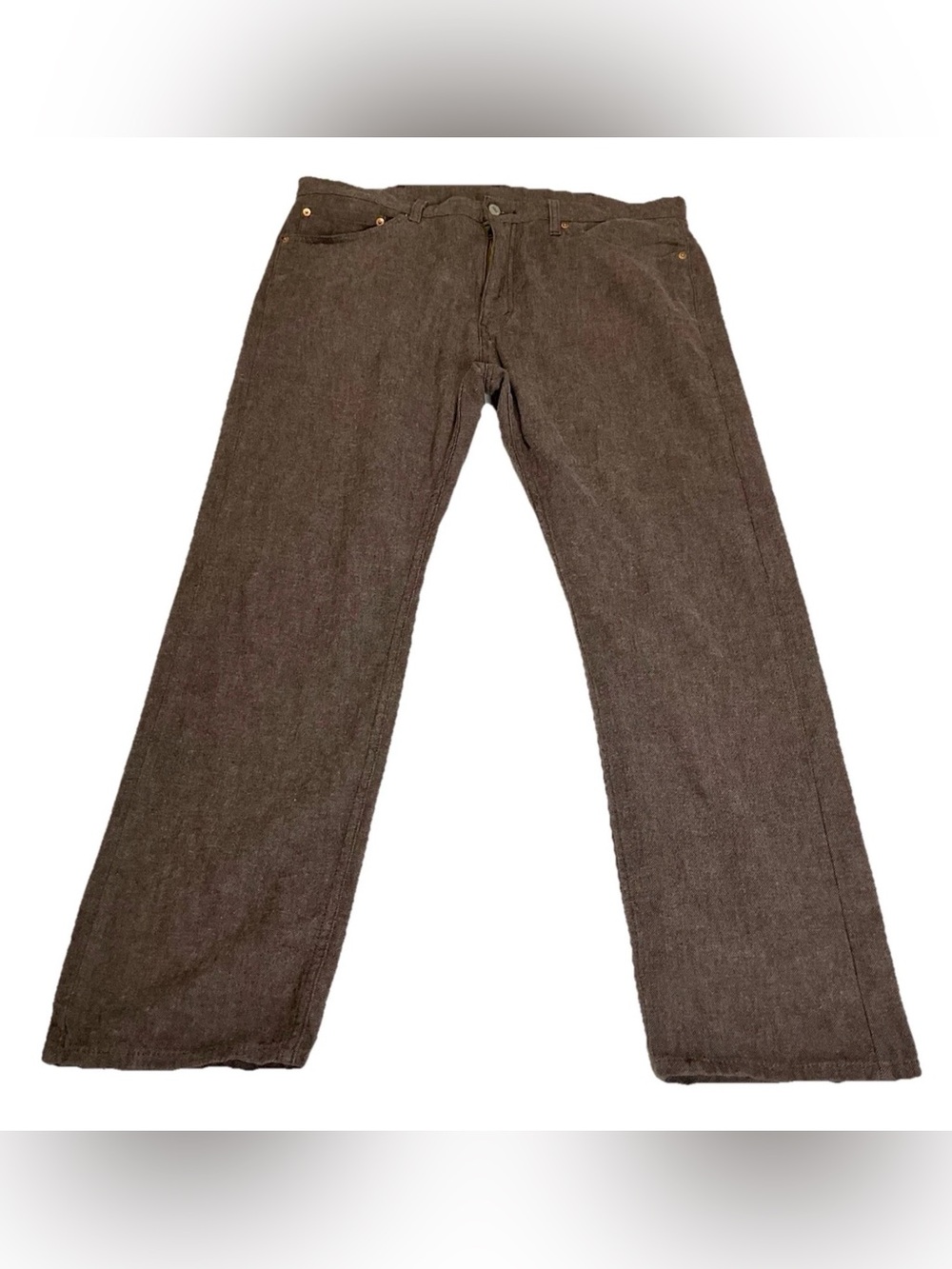 Levis Jeans Mens 38x30 Grey Brown Denim Pants 505 Straight Western Stretch